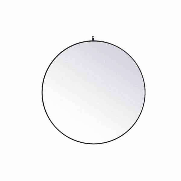 Blueprints 45 in. Metal Frame Round Mirror with Decorative Hook, Black BL2222501